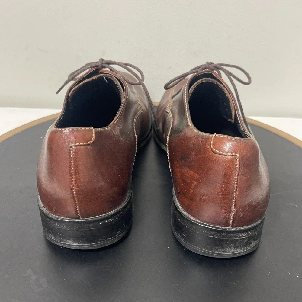 Cole Haan Oxford Shoes Men 7.5 M Brown Leather Stitch Lace Up Dress Smart Casual